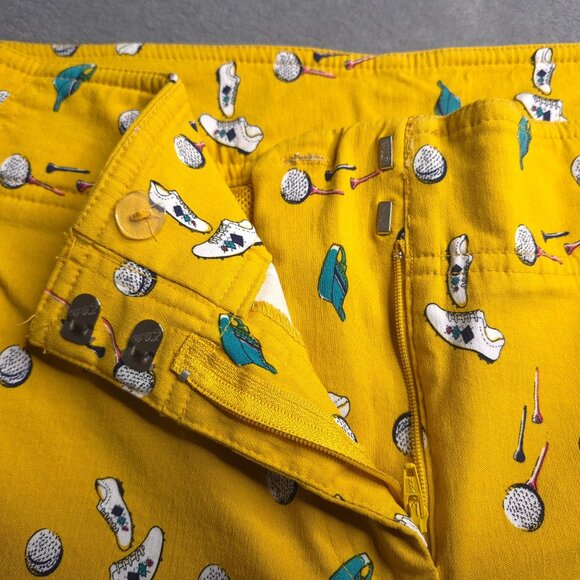 Izod Golf Womens Cropped Pants 12 Fun Golf Themed Print Mid Rise Stretch - Picture 5 of 7